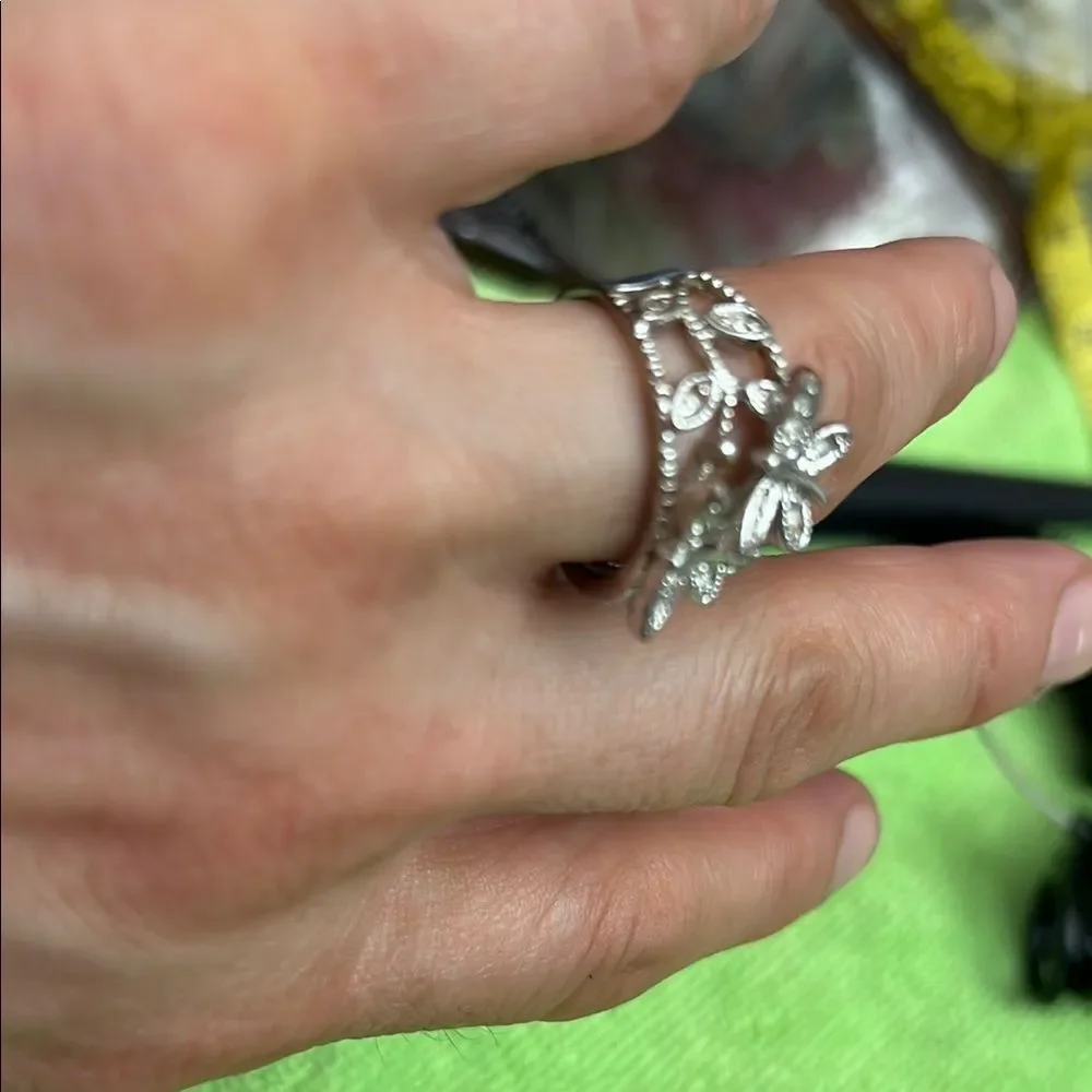 Silver  butterfly Ring with Detailed Design